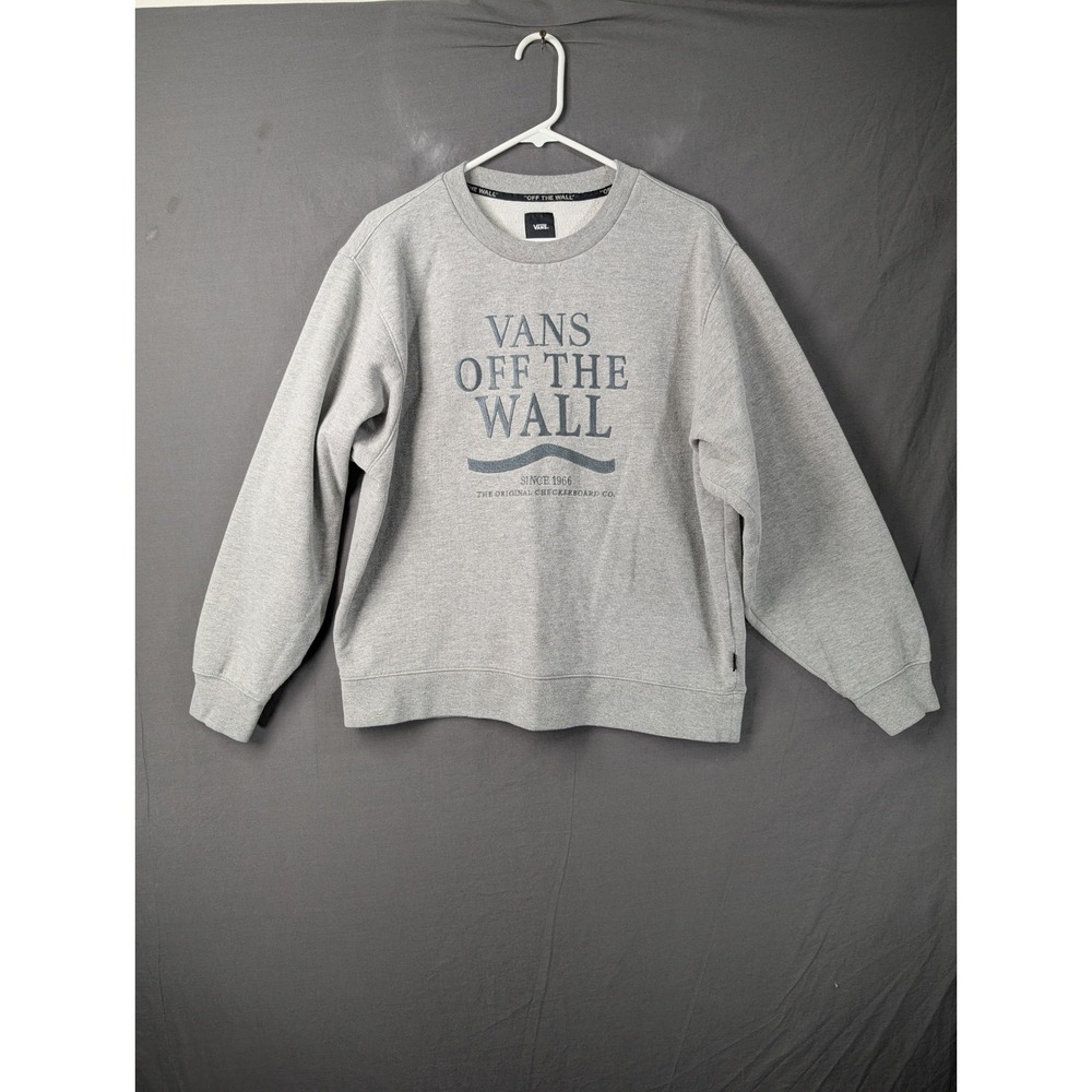Vans Off The Wall‎ Mens Grey Graphic Fleece Crewneck Sweatshirt Size  Small